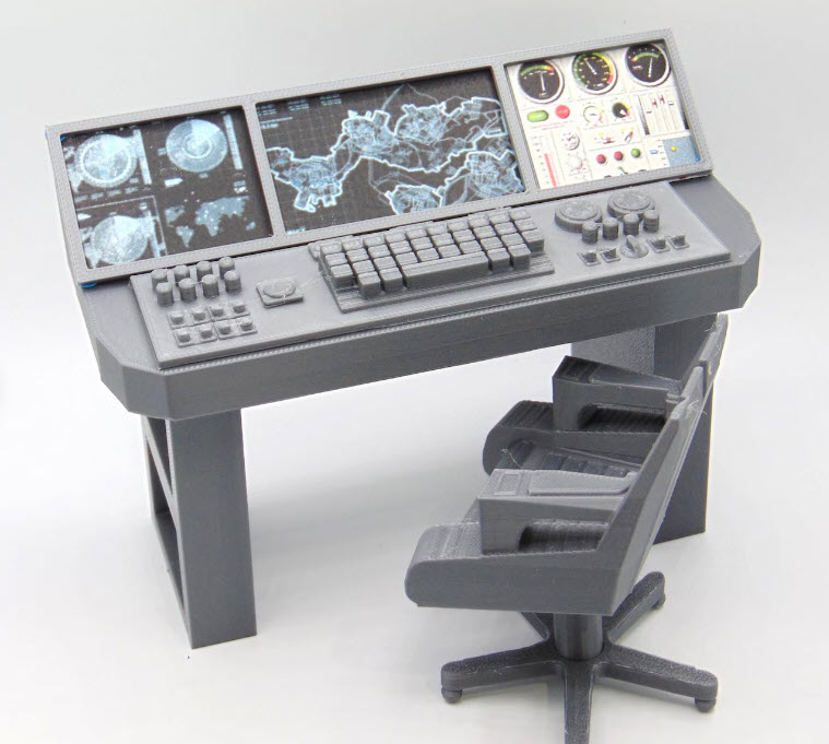 1:12 Scale Mission Control Diorama Set for Star Wars and GI JOE - 3D Printed Radar Panel with Operator Chair - Image 2