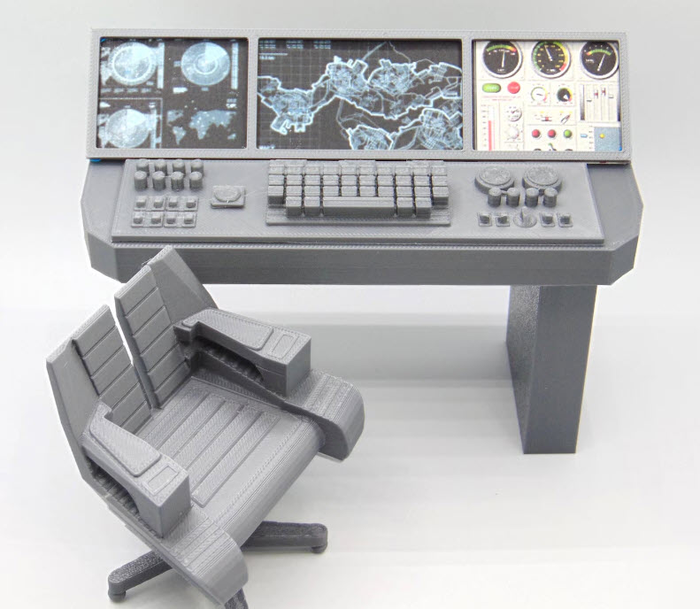 1:12 Scale Mission Control Diorama Set for Star Wars and GI JOE - 3D Printed Radar Panel with Operator Chair - Image 3