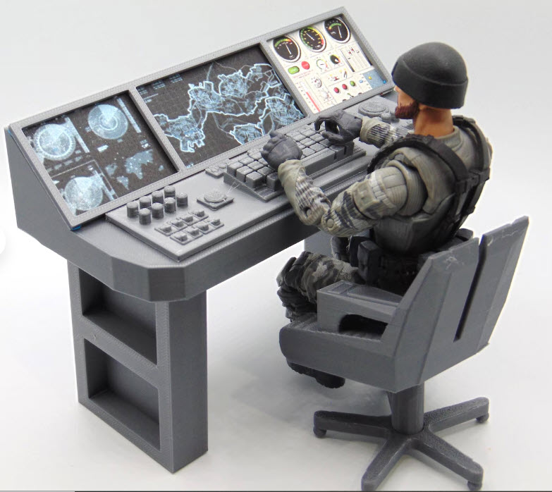 1:12 Scale Mission Control Diorama Set for Star Wars and GI JOE - 3D Printed Radar Panel with Operator Chair - Image 4