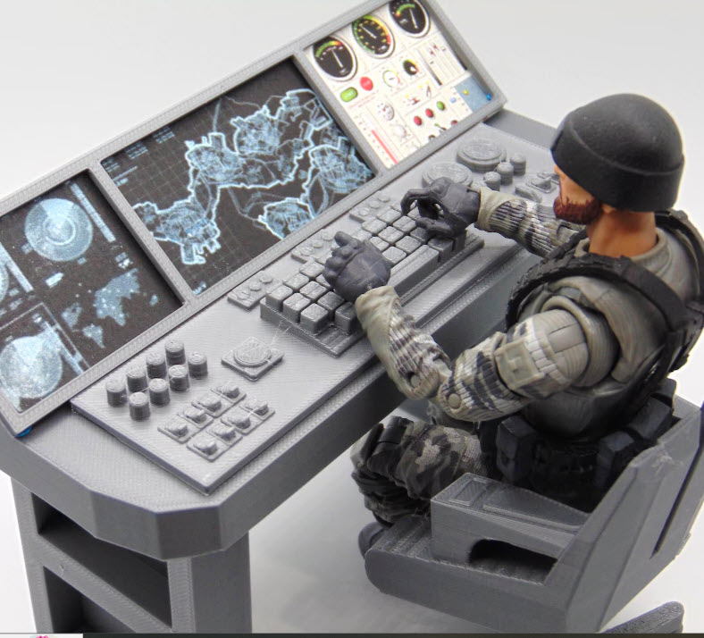 1:12 Scale Mission Control Diorama Set for Star Wars and GI JOE - 3D Printed Radar Panel with Operator Chair - Image 5
