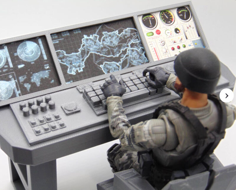 1:12 Scale Mission Control Diorama Set for Star Wars and GI JOE - 3D Printed Radar Panel with Operator Chair - Image 6
