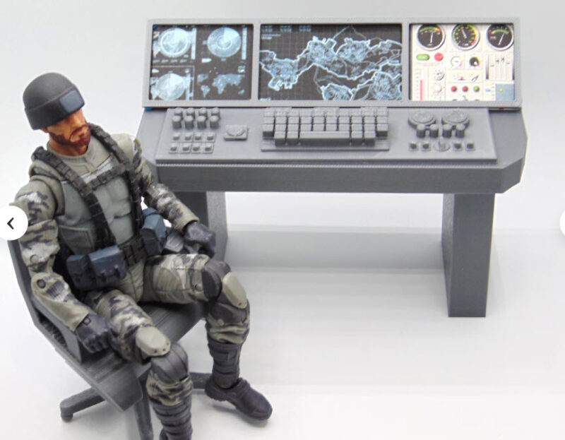1:12 Scale Mission Control Diorama Set for Star Wars and GI JOE - 3D Printed Radar Panel with Operator Chair - Image 7