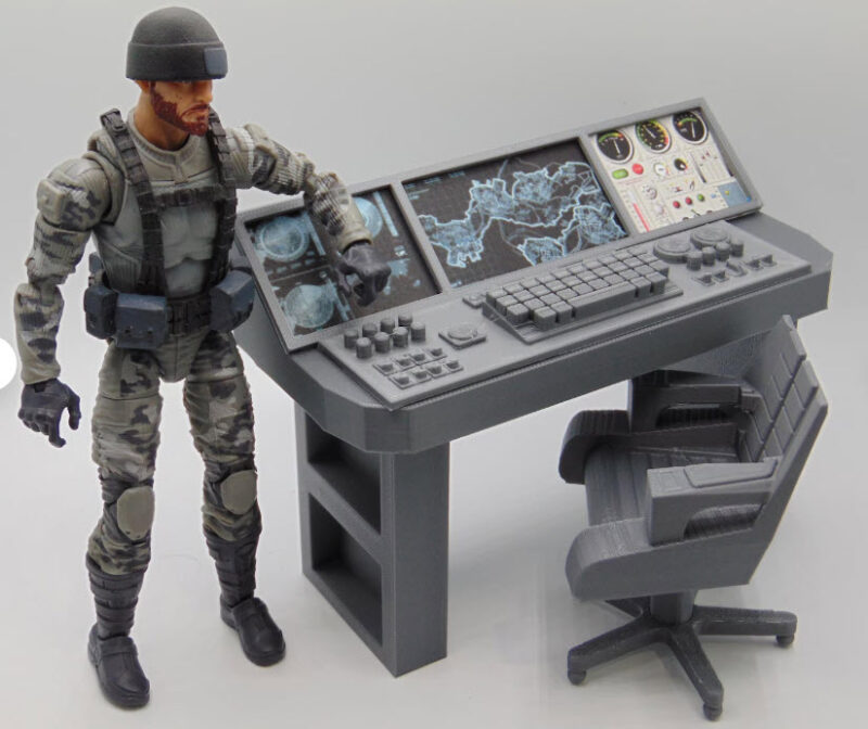 1:12 Scale Mission Control Diorama Set for Star Wars and GI JOE - 3D Printed Radar Panel with Operator Chair - Image 8