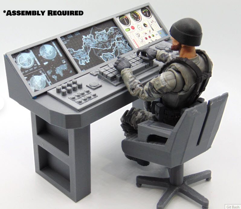 1:12 Scale Mission Control Diorama Set for Star Wars and GI JOE - 3D Printed Radar Panel with Operator Chair
