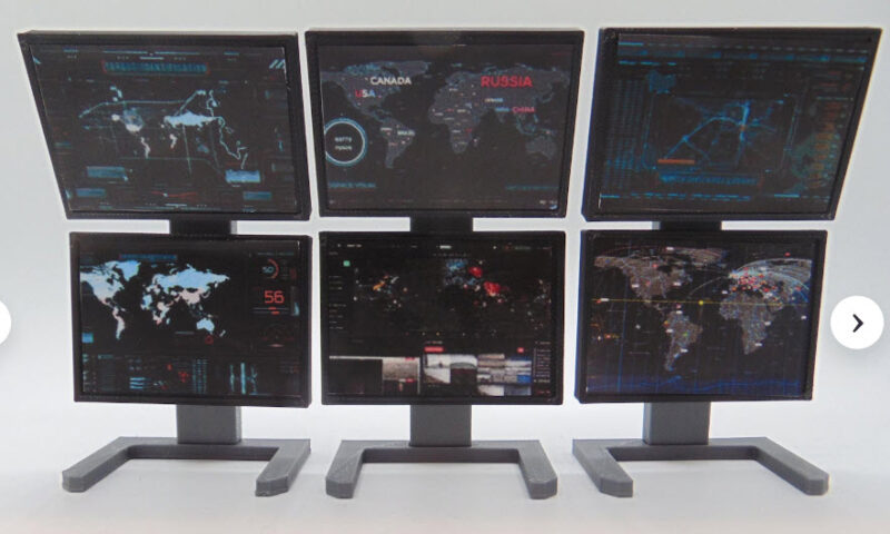 Custom 1:12 Tactical Map Surveillance Command Center Computer Screen Upgrades