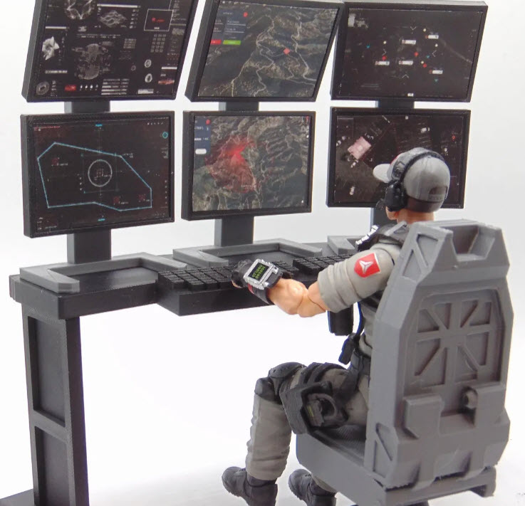 Custom 1:12 Scale Surveillance Command Center Computer Station Screen Upgrades - Image 3