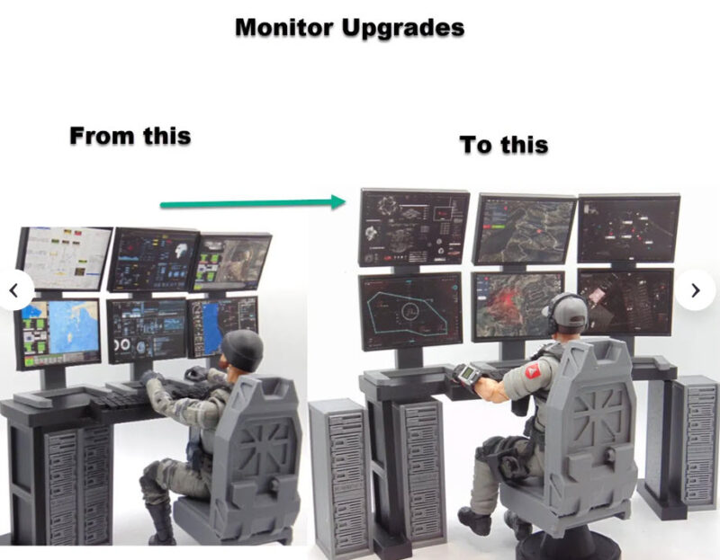 Custom 1:12 Scale Surveillance Command Center Computer Station Screen Upgrades - Image 2