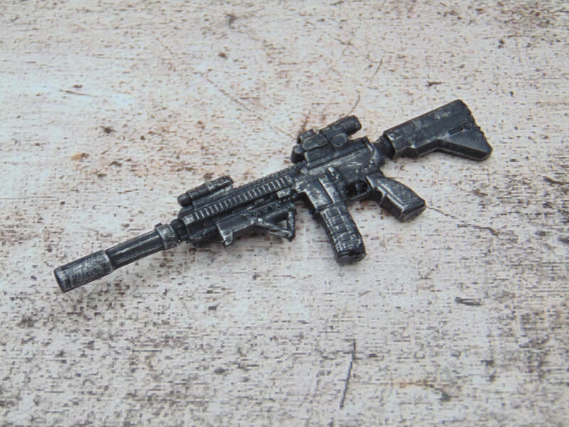 1:12 Weathered HK 416 Assault Rifle with Silencer for 6" Marvel Legends Figures - Image 2